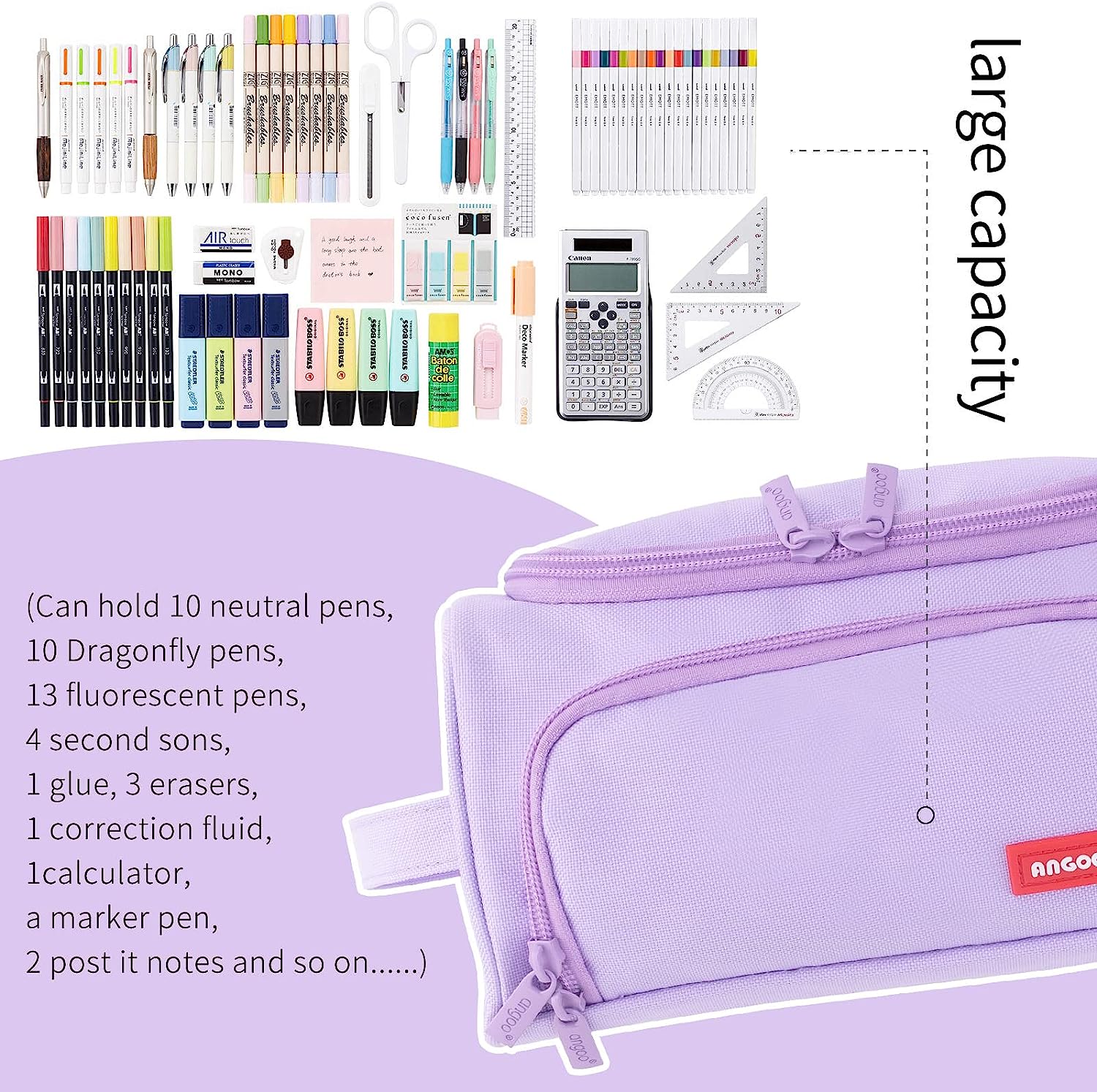 Blushbees® Purple Big Capacity Pencil Case - HVOMO