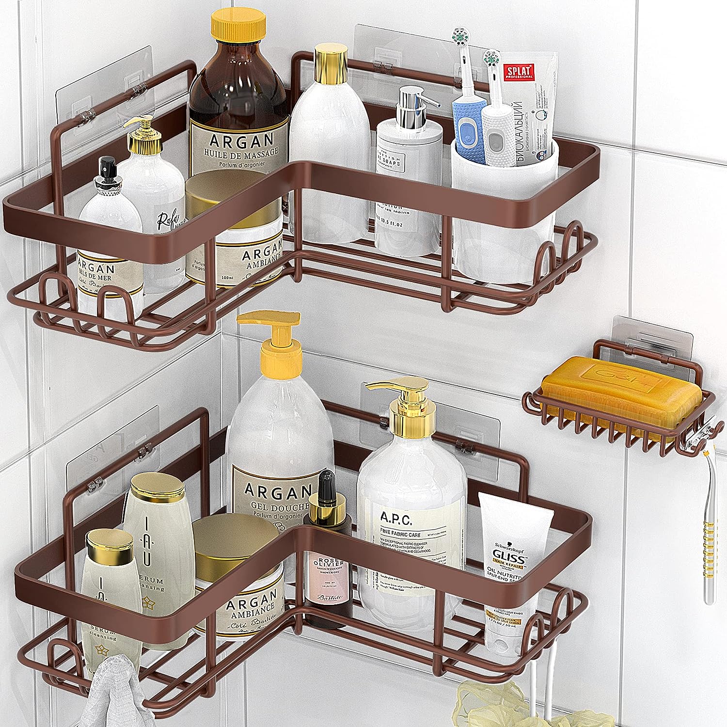 Blushbees® 3-Pack Adhesive Corner Shower Caddy - Black