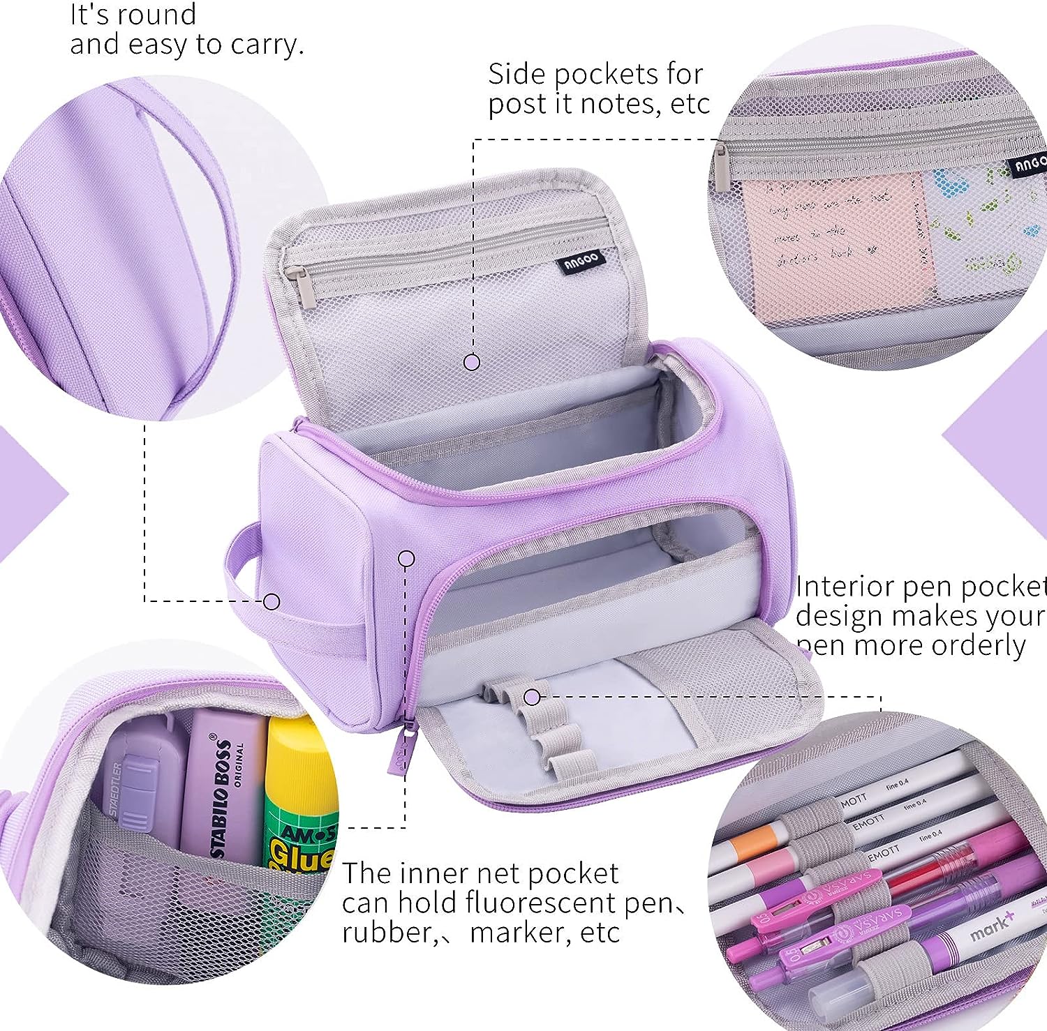 Blushbees® Purple Big Capacity Pencil Case - HVOMO