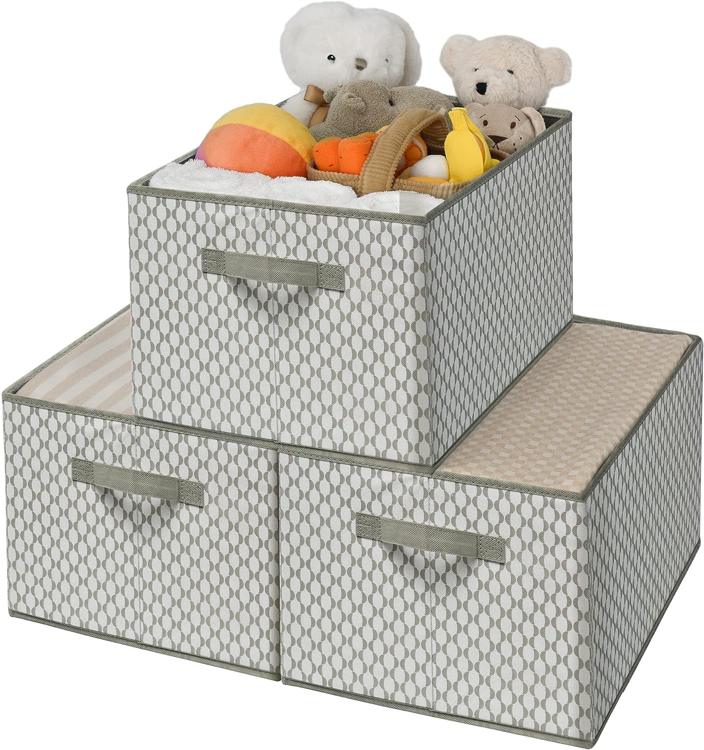 Blushbees® Collapsible Closet Storage Bins - White/Gray, 3-Pack