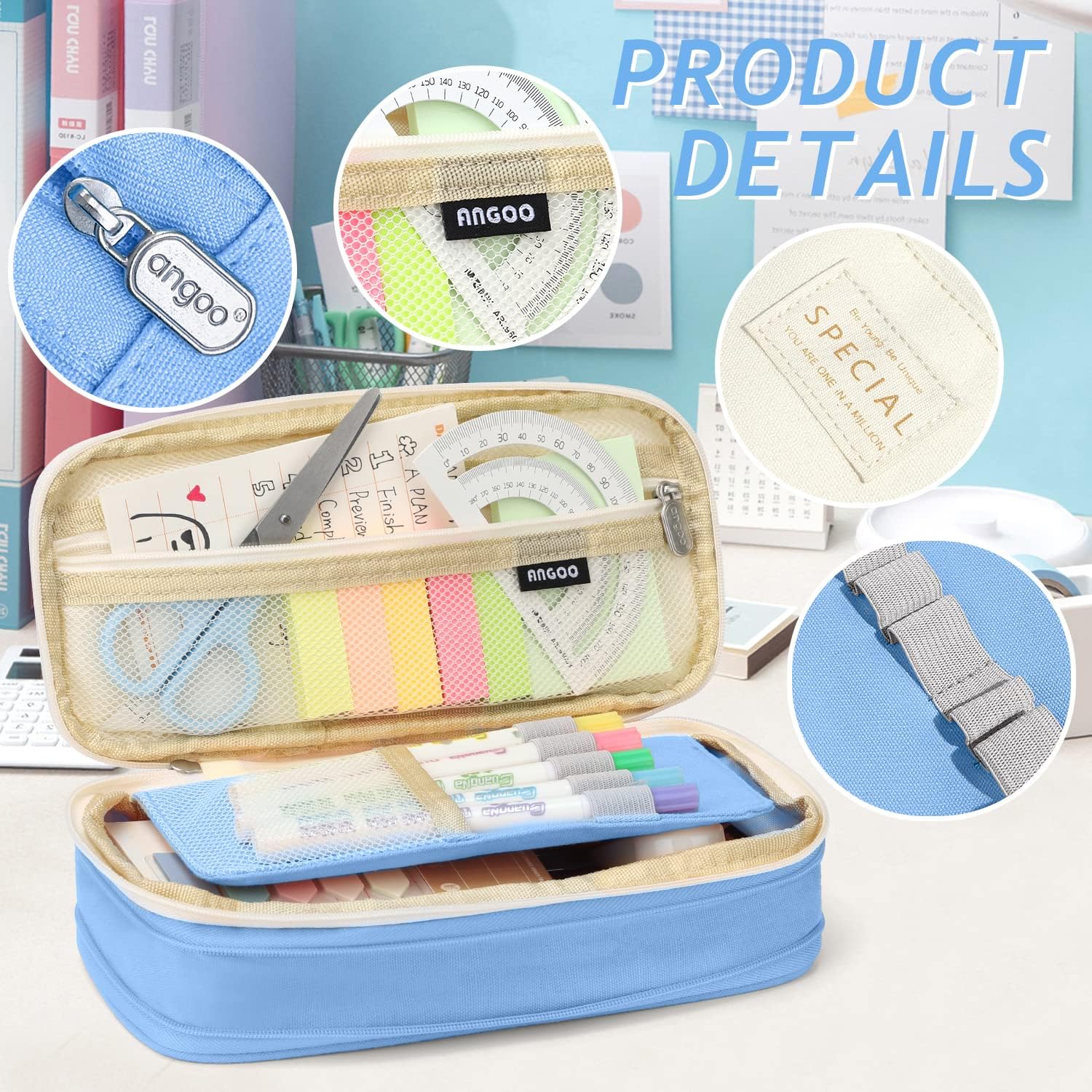 Blushbees® Large Capacity Pencil Pen Case - Light Blue