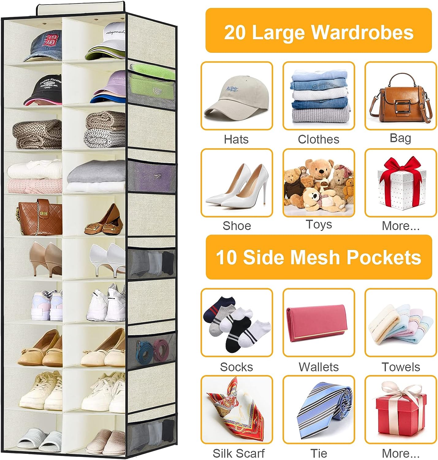Blushbees® 20-Shelves Hanging Shoe Organizer - Beige