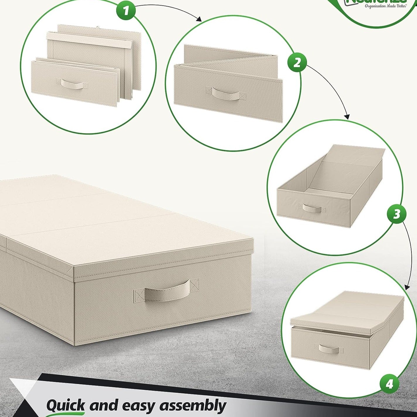 Blushbees® Set of 2 Under Bed Storage Bins - Large, Beige