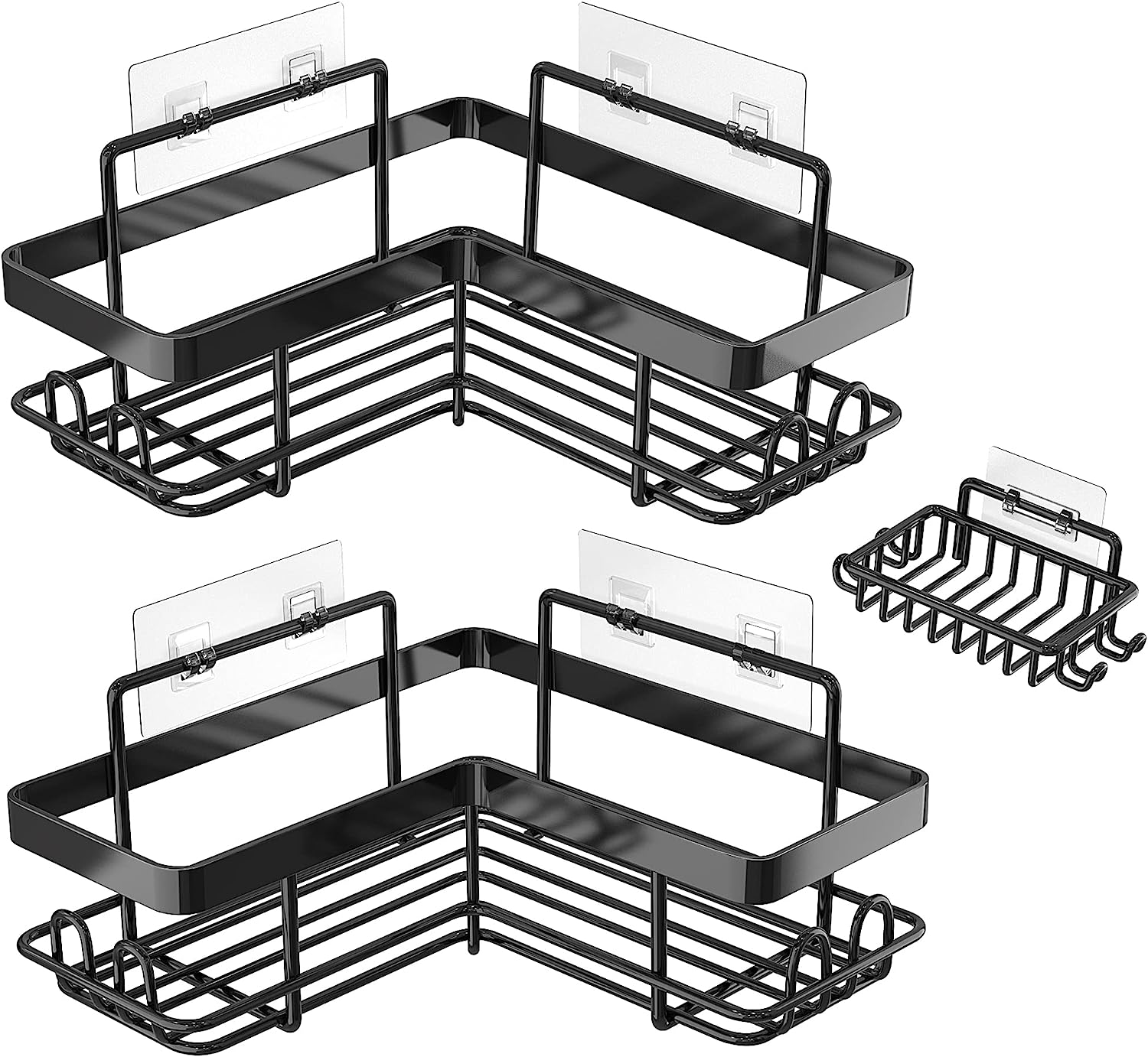 Blushbees® 3-Pack Adhesive Corner Shower Caddy - Black