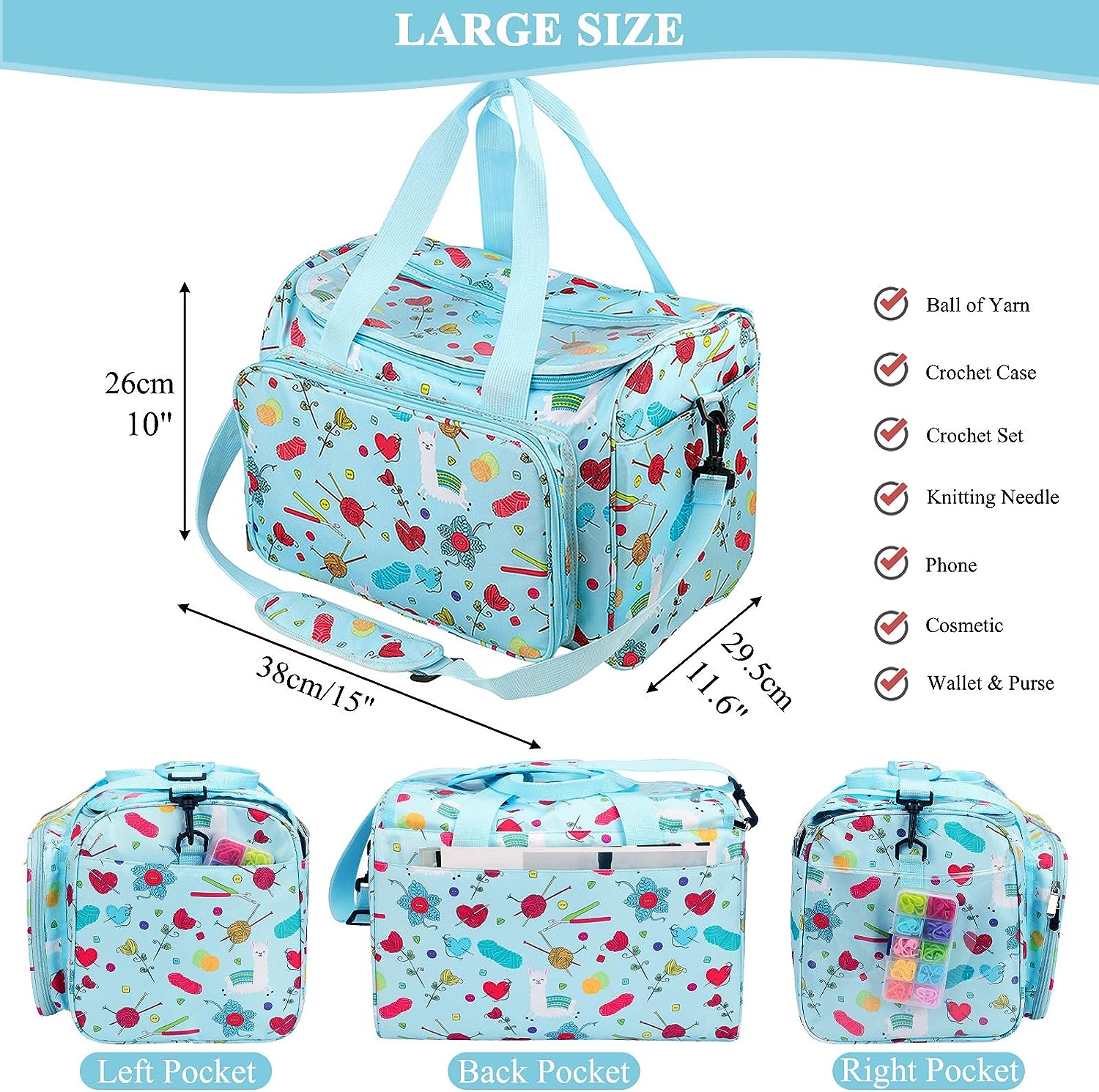 Blushbees® Large Knitting Bag - Yarn Storage Organizer