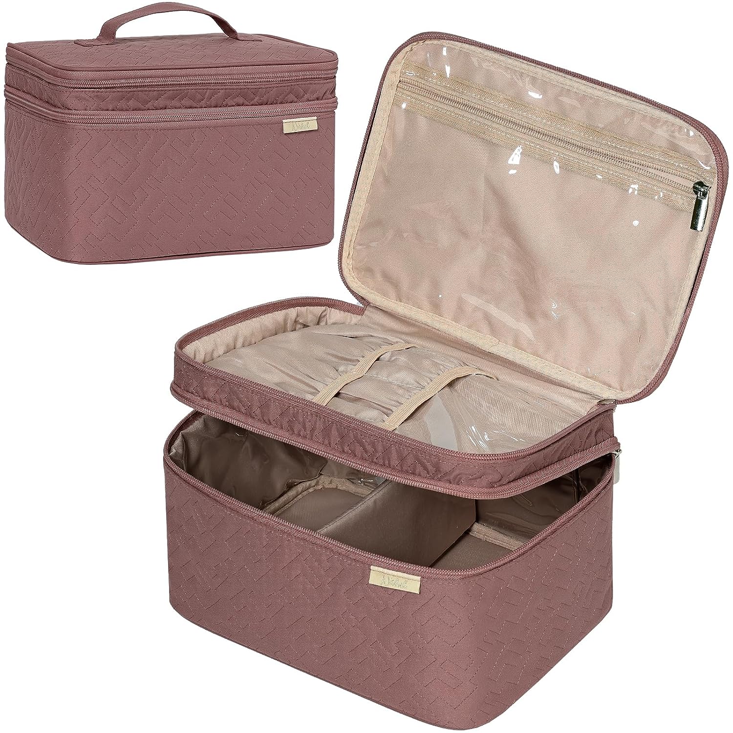 Blushbees® Double Layer Travel Makeup Bag - Rose-Wood Pink