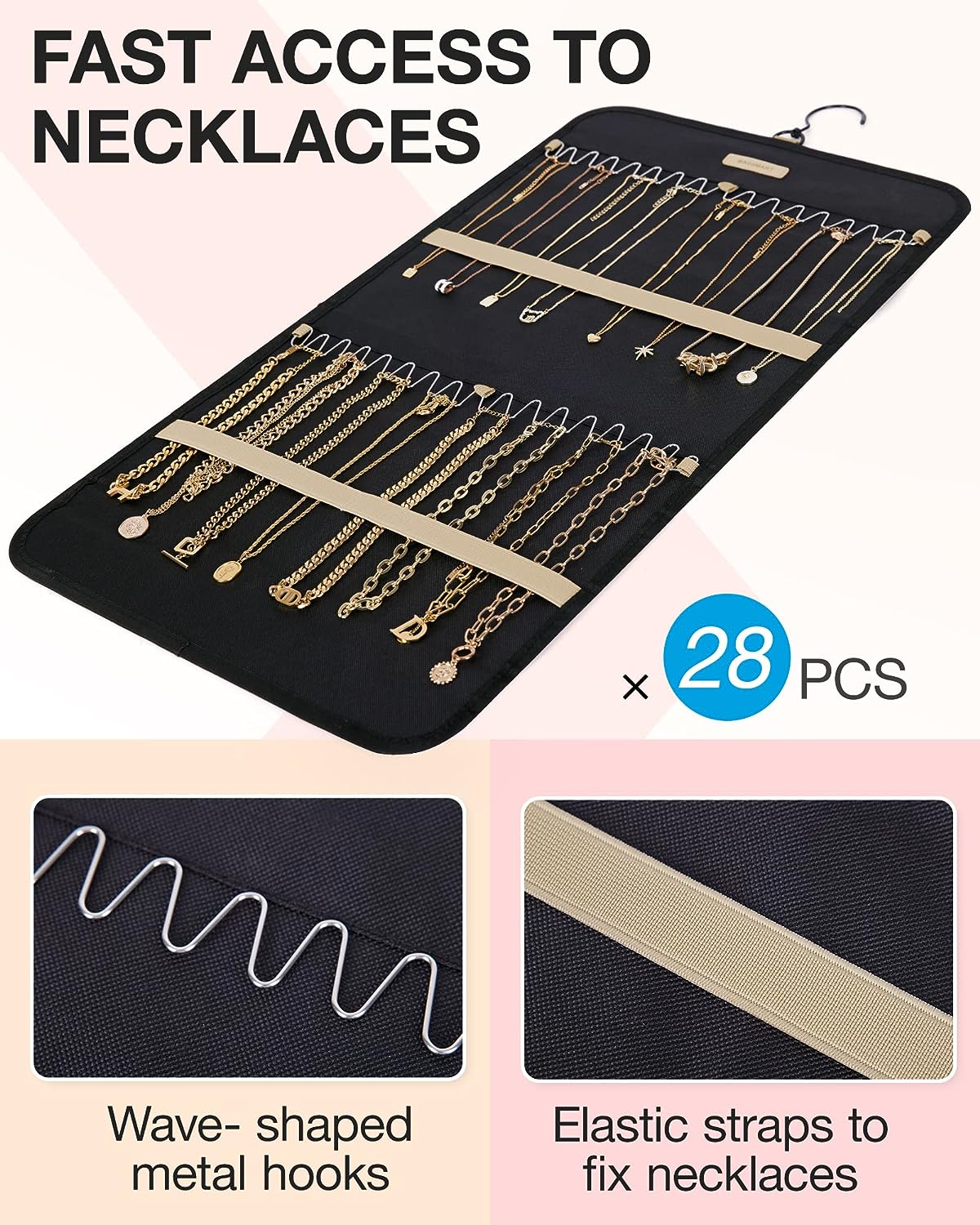 Blushbees® Double-Sided Hanging Jewelry Organizer in Black