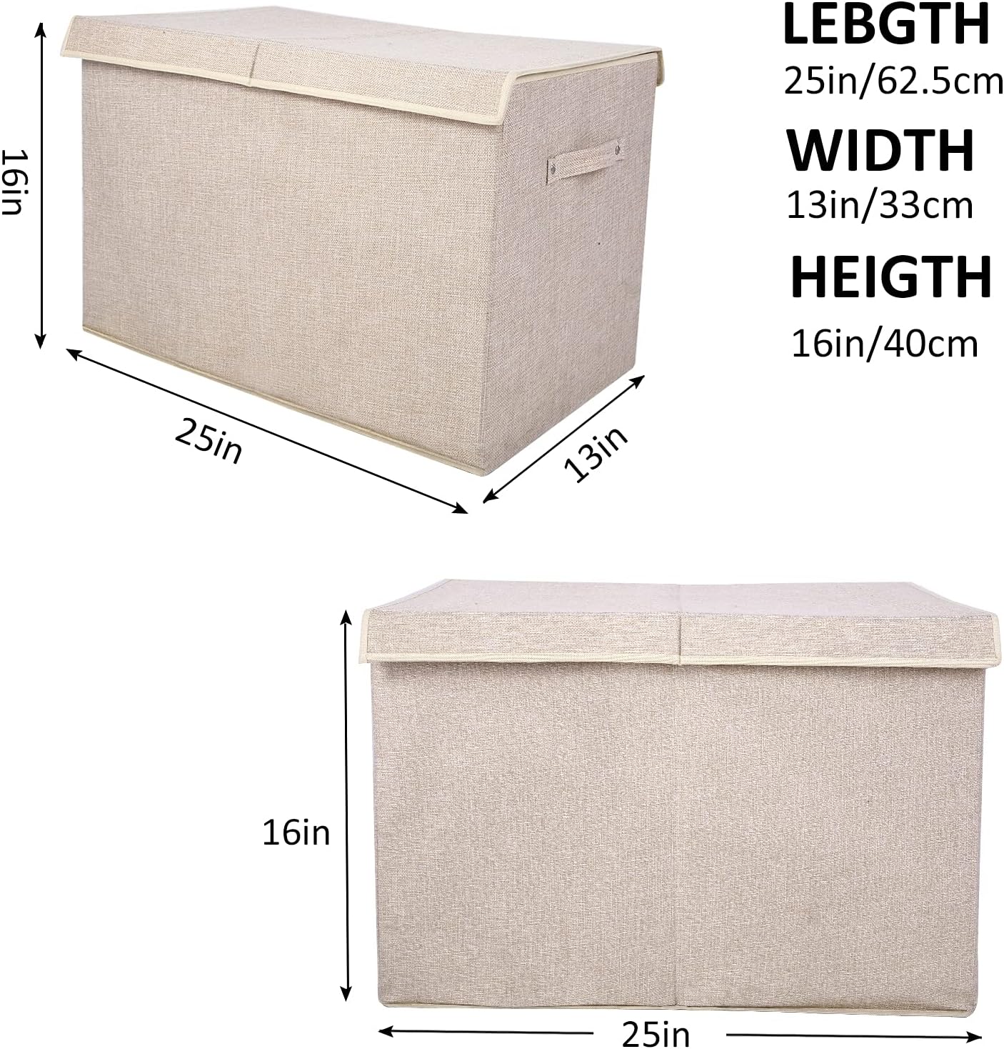 Blushbees® Large Toy Box Chest Storage - Linen Beige