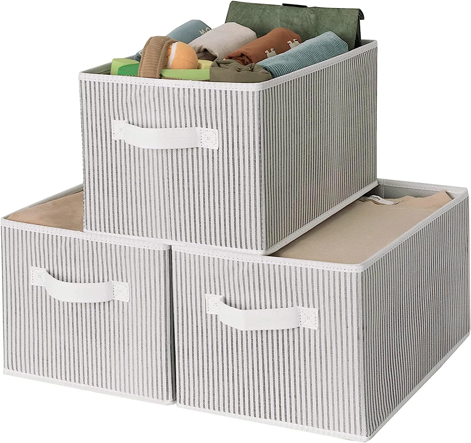 Blushbees® Collapsible Closet Storage Bins - White/Gray, 3-Pack