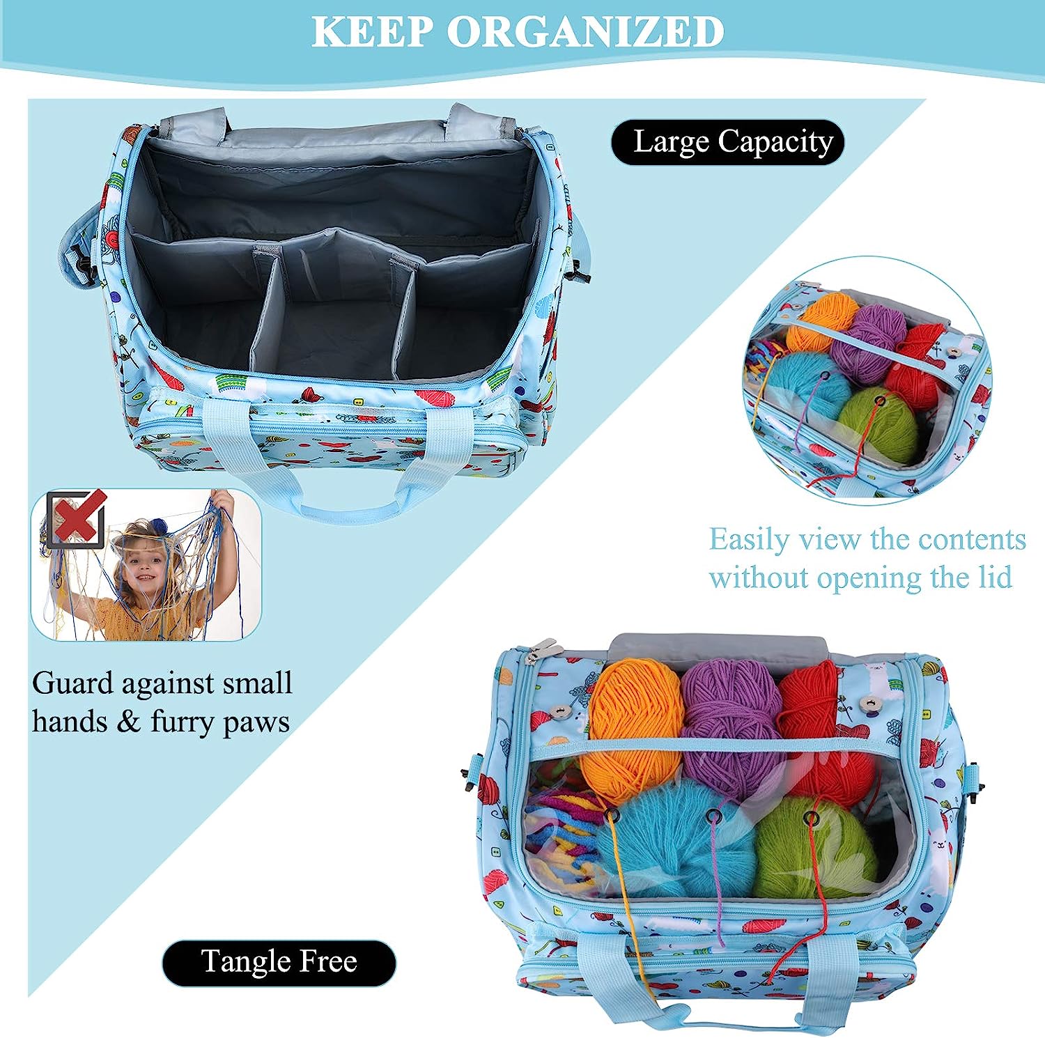 Blushbees® Large Knitting Bag - Yarn Storage Organizer