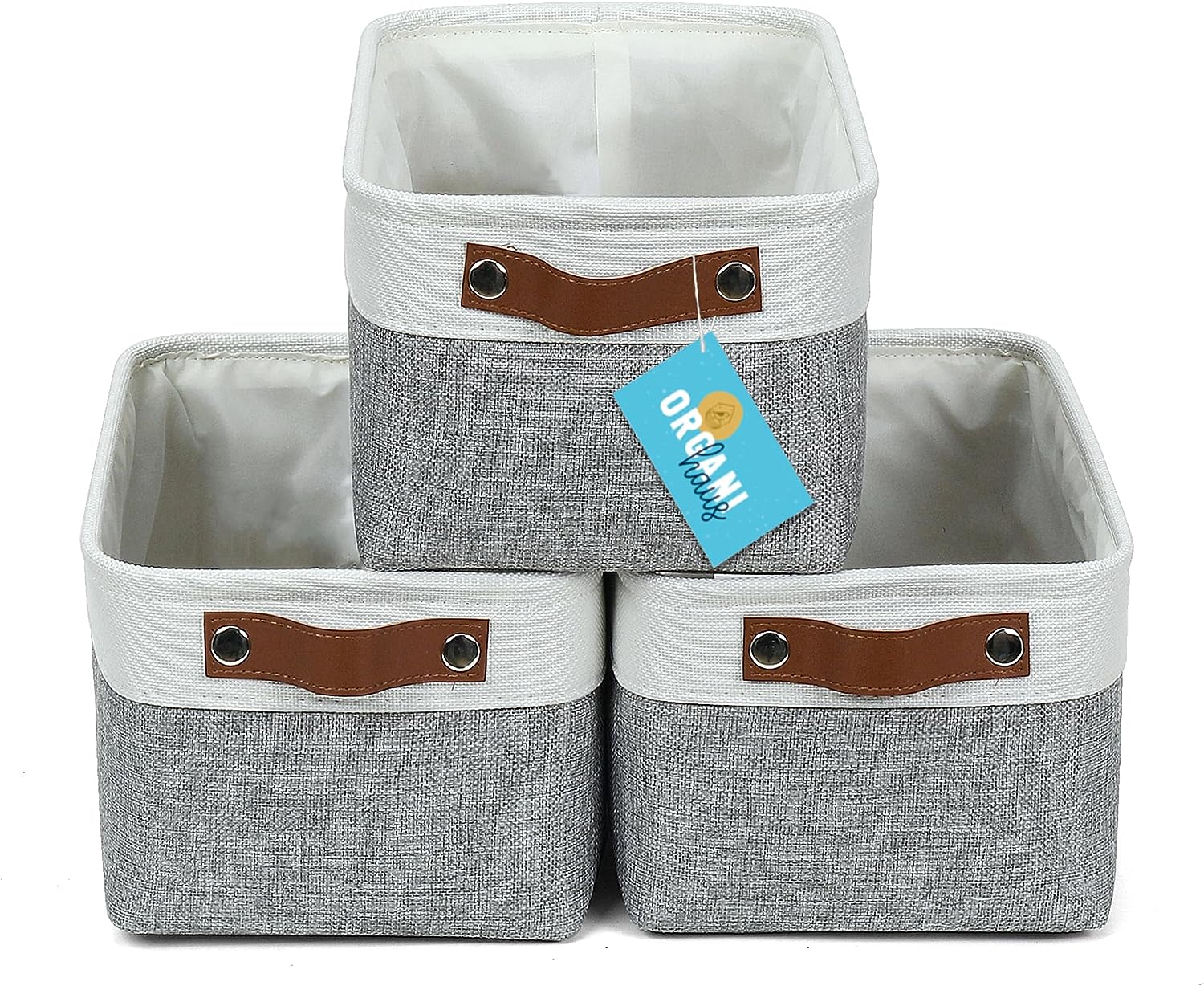 Blushbees® Medium Fabric Storage Baskets - 3 Pack (Navy Blue/White)