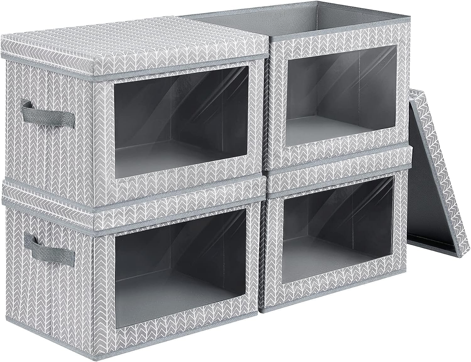 Blushbees® 4-Pack Storage Bins with Handles and Lids - Light Grey