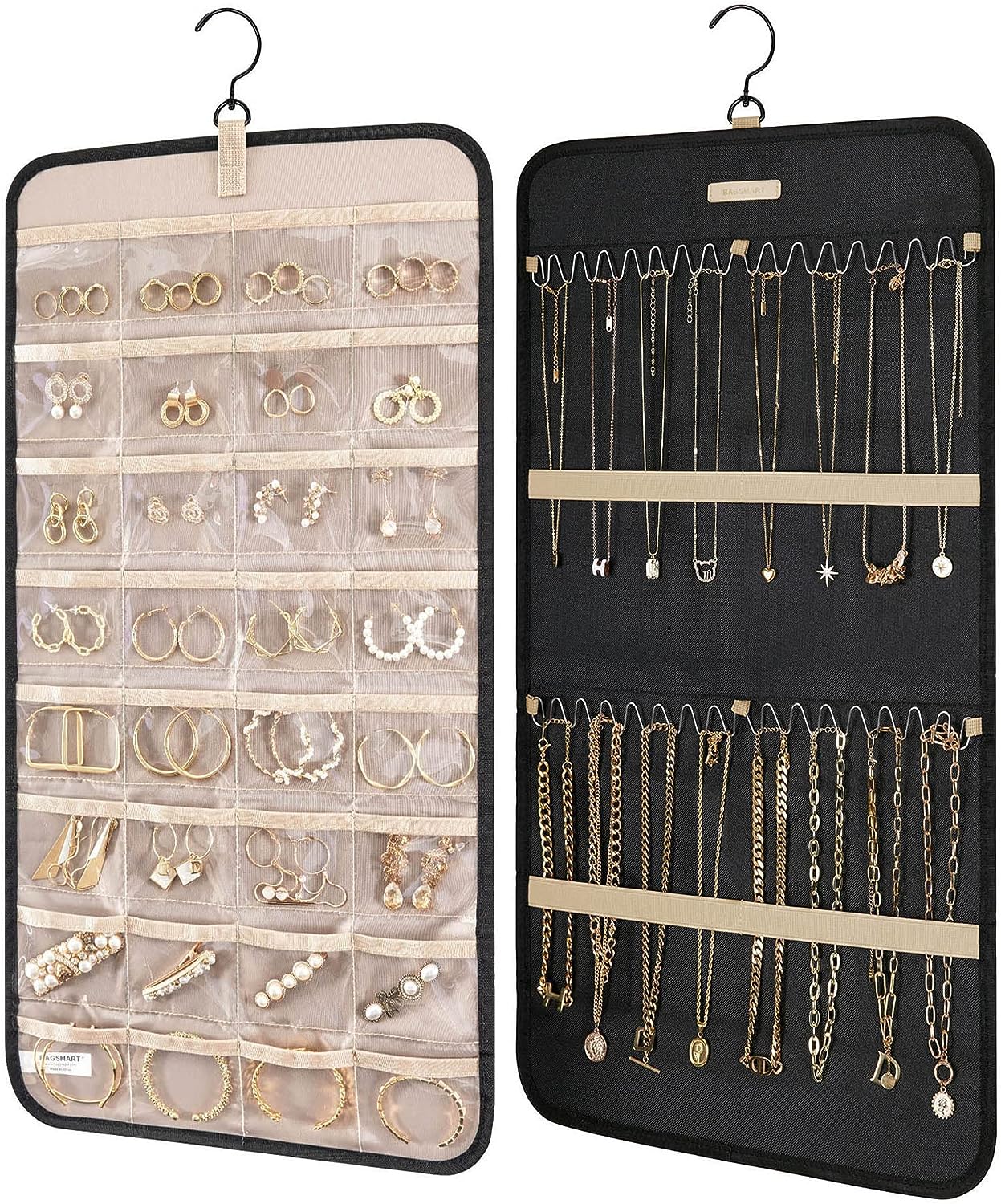 Blushbees® Double-Sided Hanging Jewelry Organizer in Black