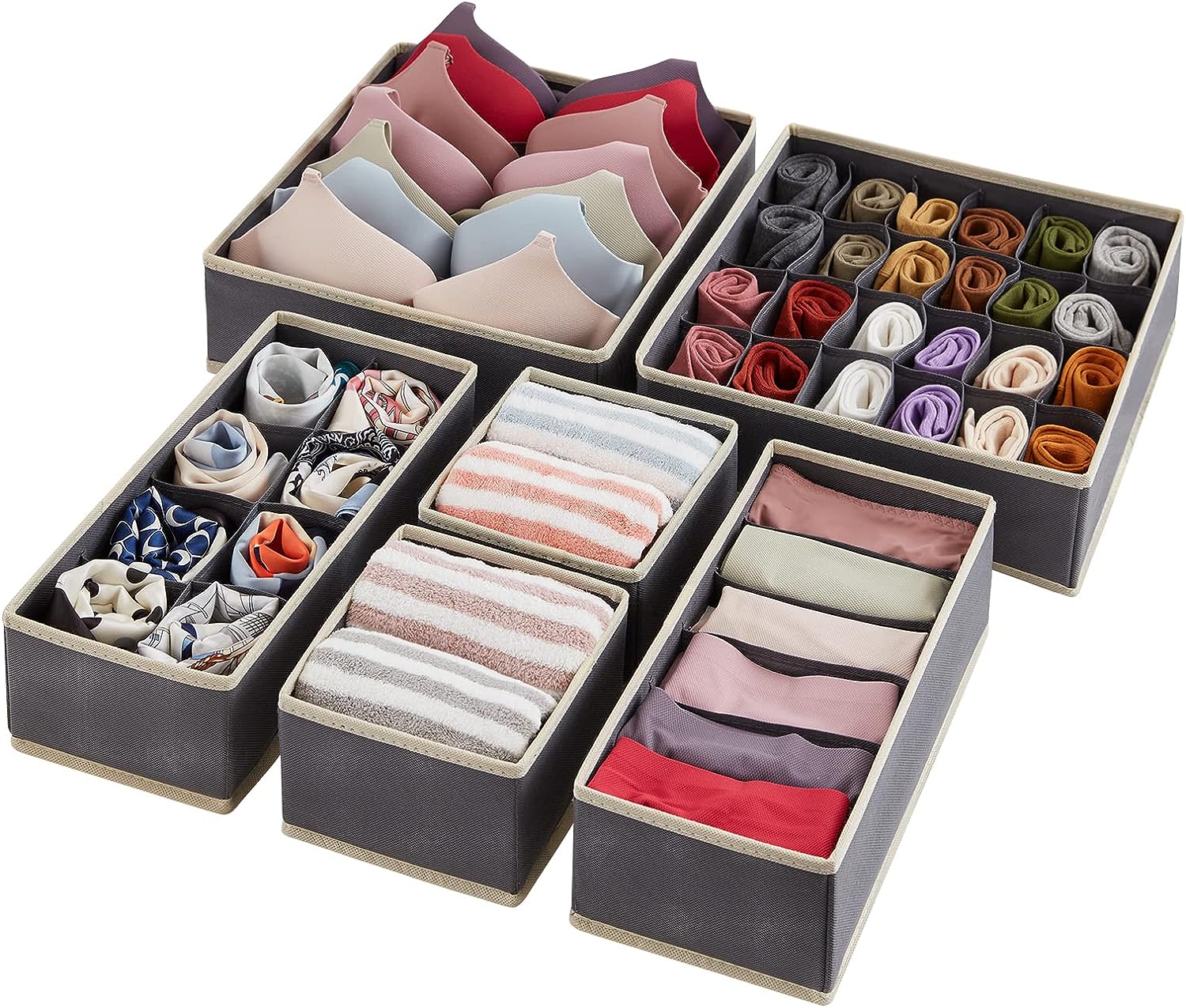 Blushbees® 4-Piece Fabric Drawer Underwear Organizer (Beige)