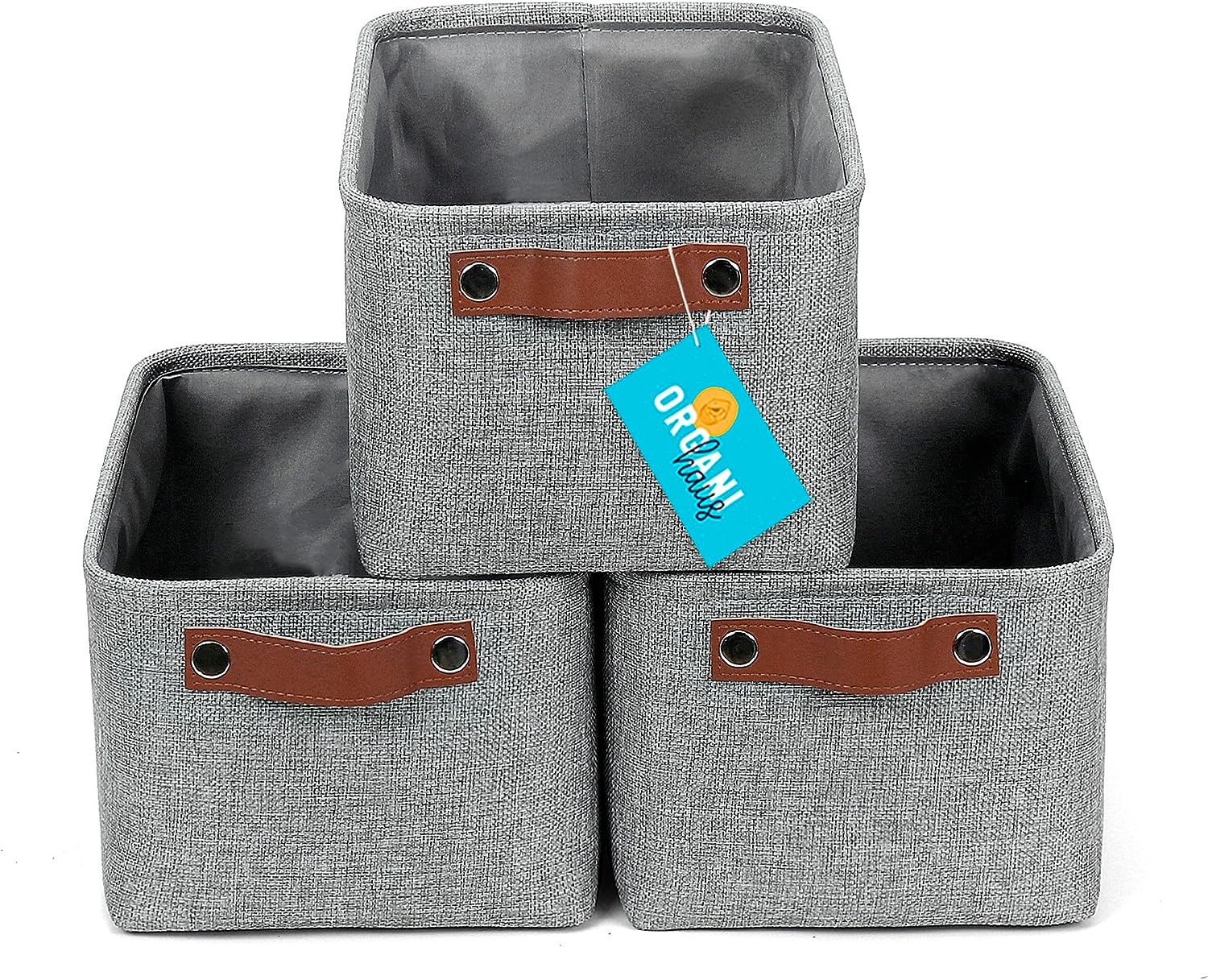 Blushbees® Medium Fabric Storage Baskets - 3 Pack (Navy Blue/White)