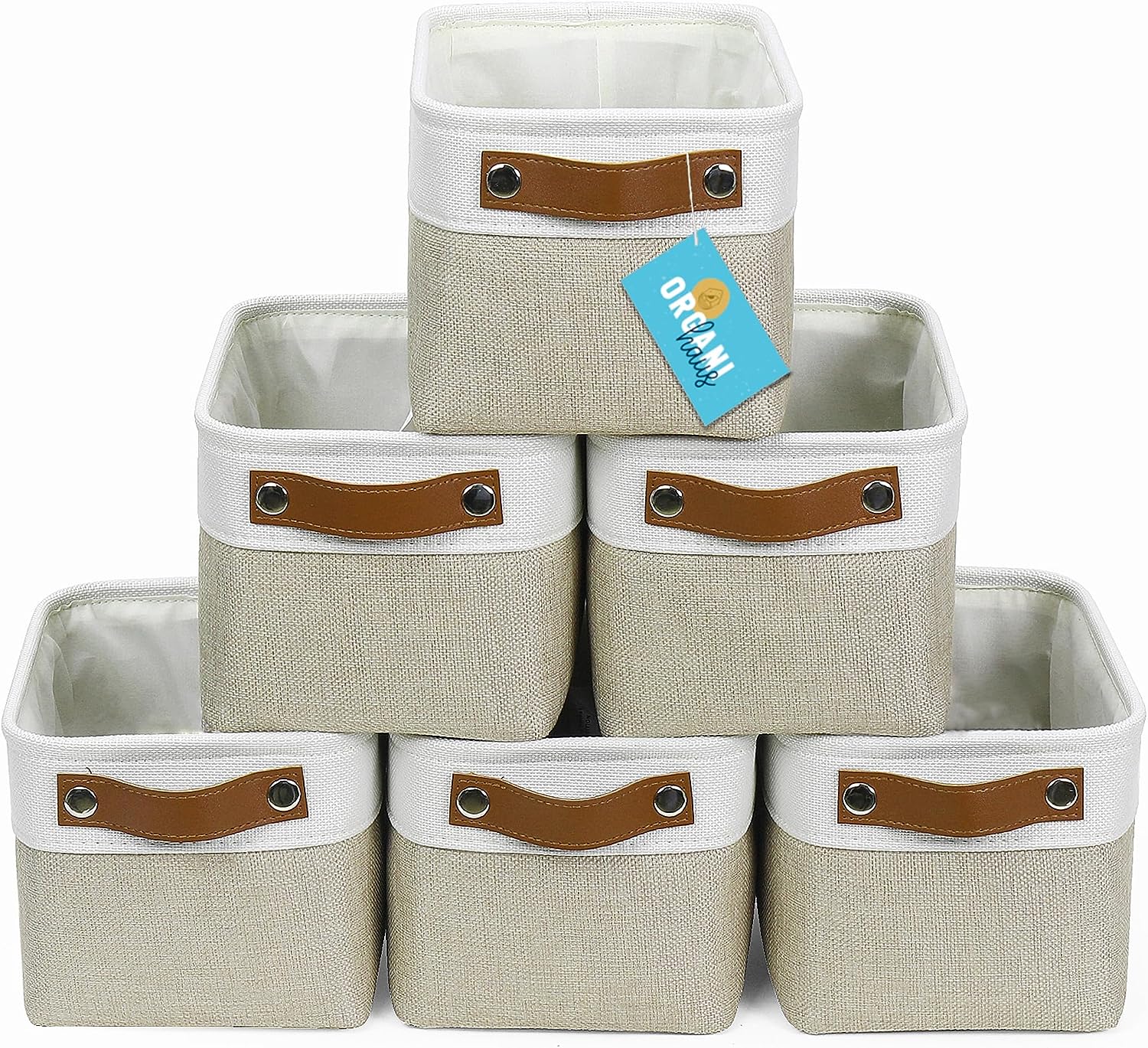 Blushbees® Medium Fabric Storage Baskets - 3 Pack (Navy Blue/White)