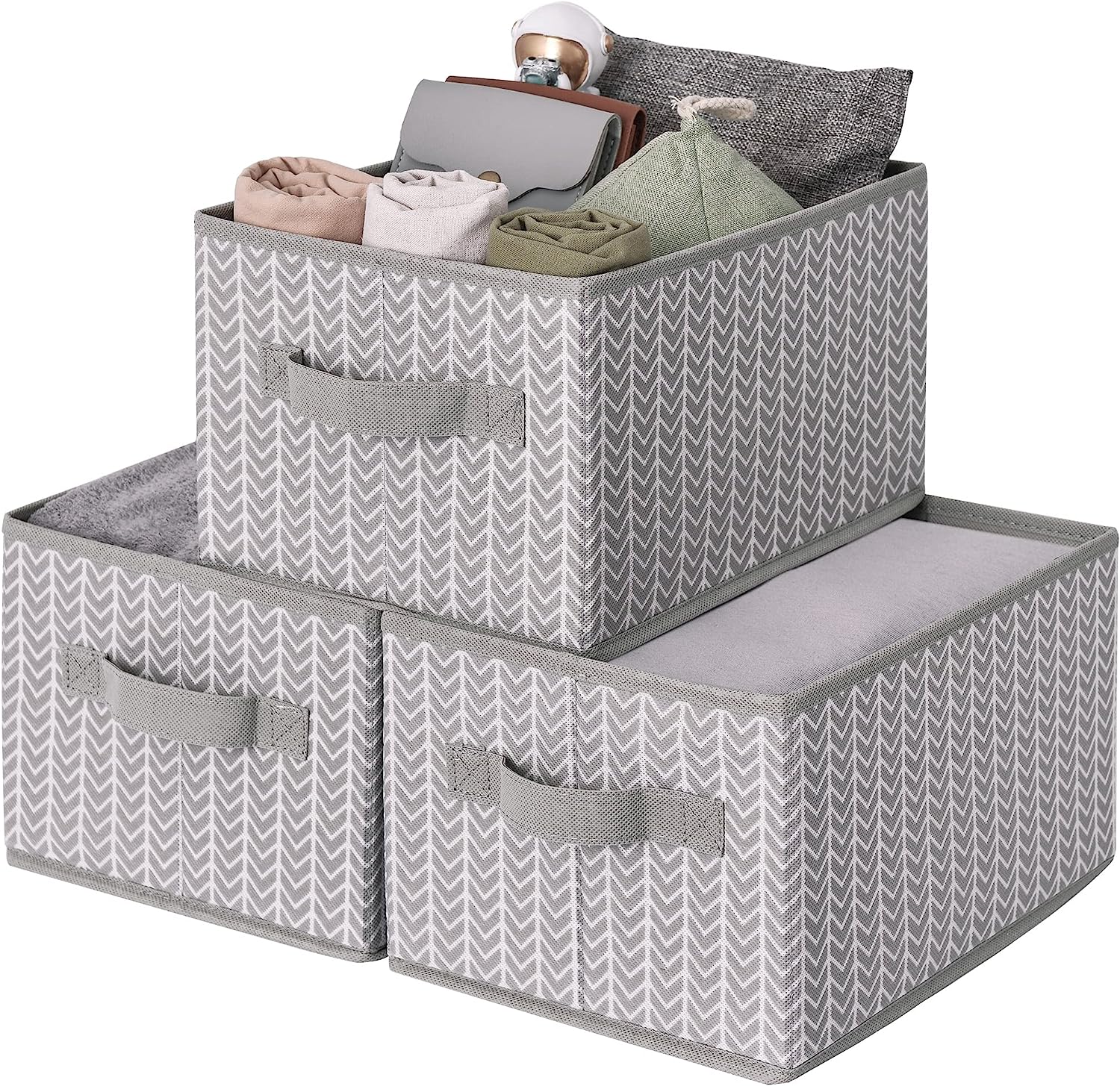 Blushbees® Collapsible Closet Storage Bins - White/Gray, 3-Pack