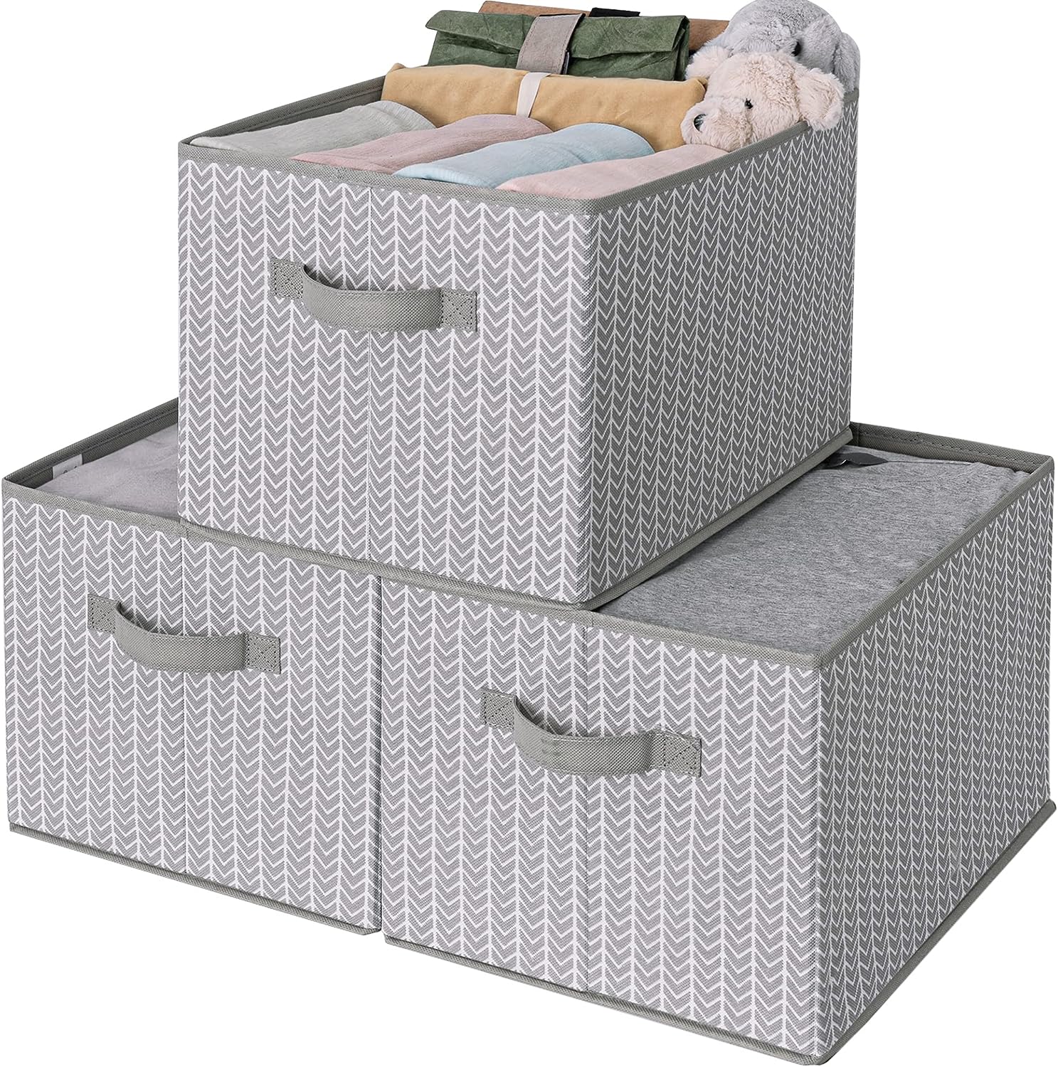 Blushbees® Collapsible Closet Storage Bins - White/Gray, 3-Pack