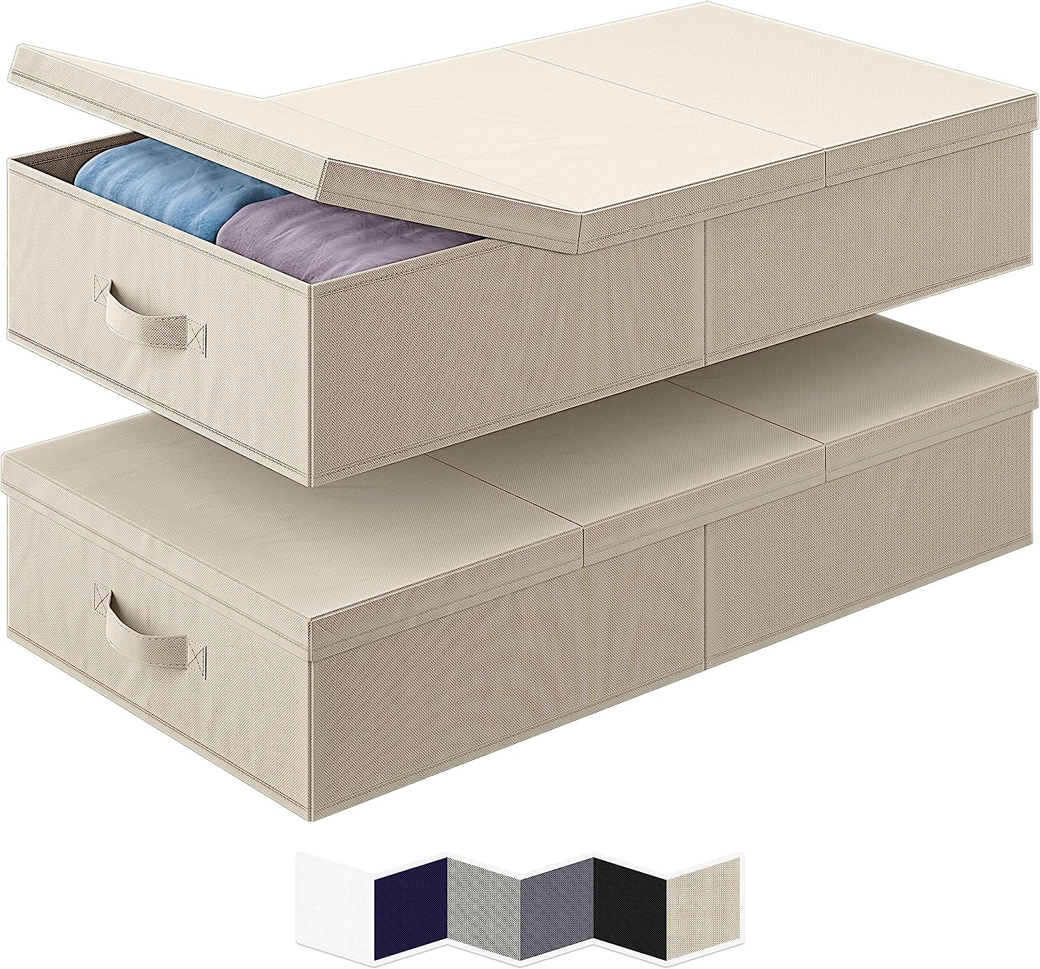 Blushbees® Set of 2 Under Bed Storage Bins - Large, Beige