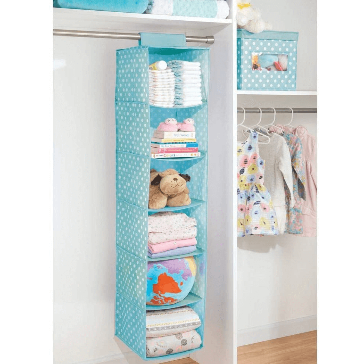 BlushBees® Long Soft Fabric Over Closet Rod Hanging Storage Organizer with 6 Shelves for Clothes, Leggings, Lingerie, T Shirts