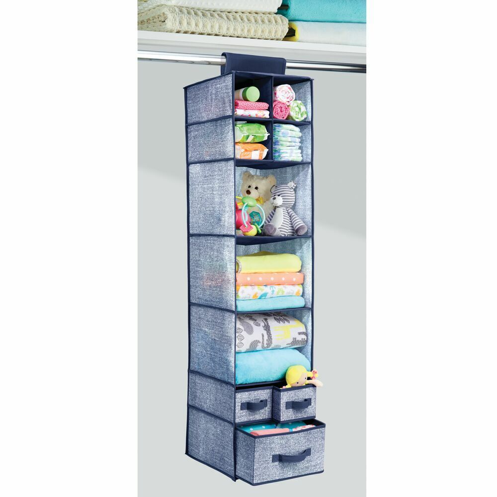BlushBees® Long Soft Fabric Over Closet Rod Hanging Storage Organizer with 7 Shelves + 3 Drawer