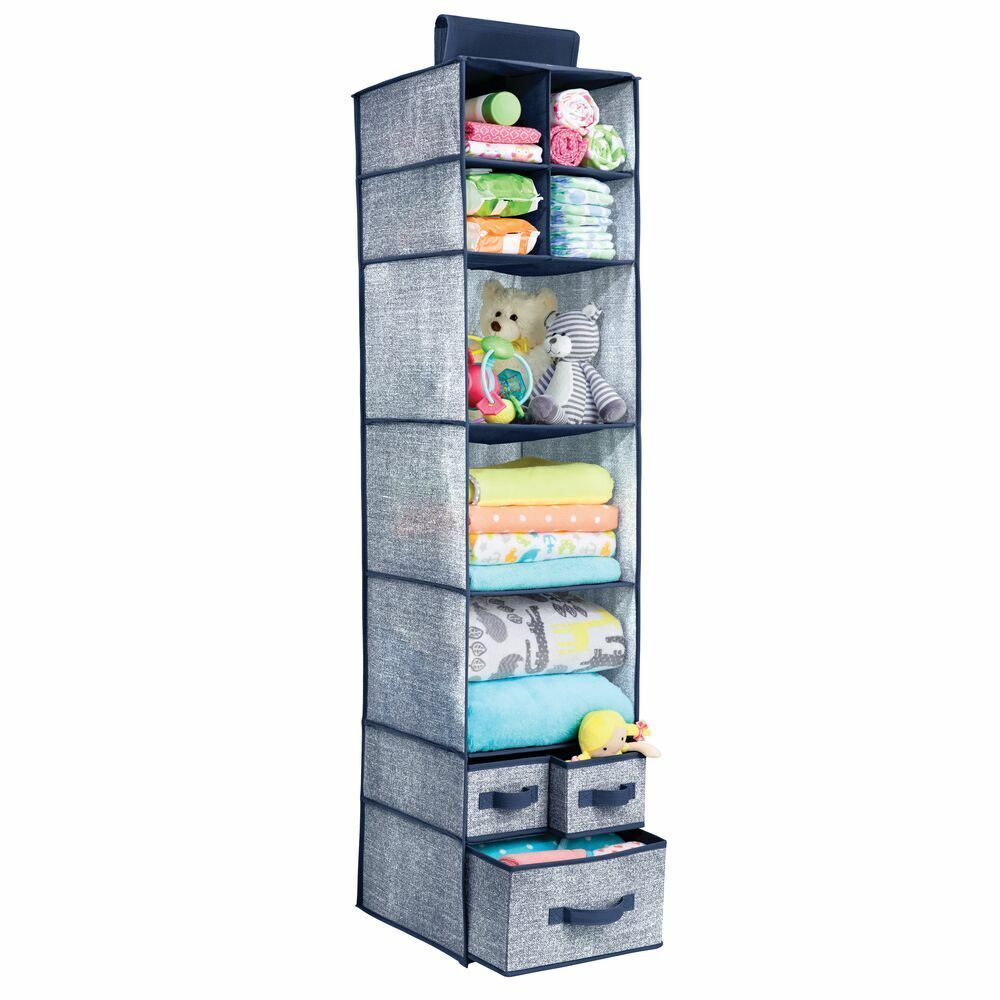 BlushBees® Long Soft Fabric Over Closet Rod Hanging Storage Organizer with 7 Shelves + 3 Drawer