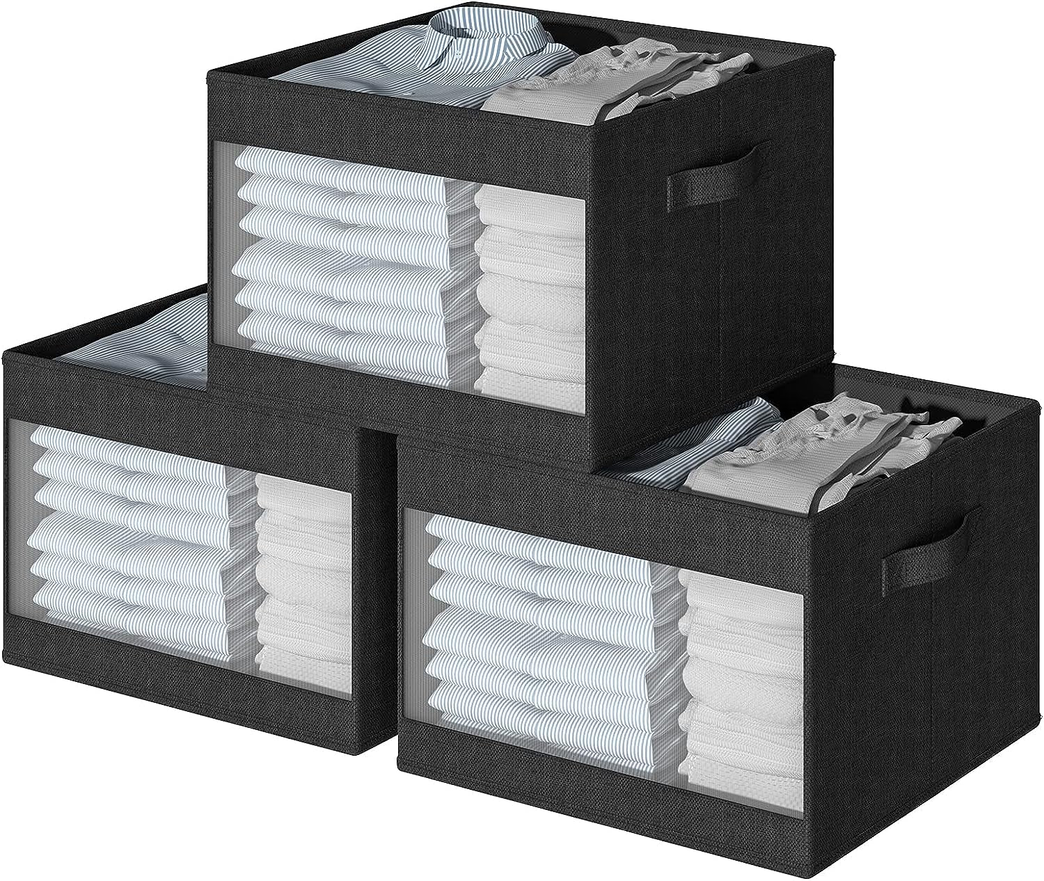 Blushbees® Clear Window Closet Storage Bins - 3 Pack (Beige)