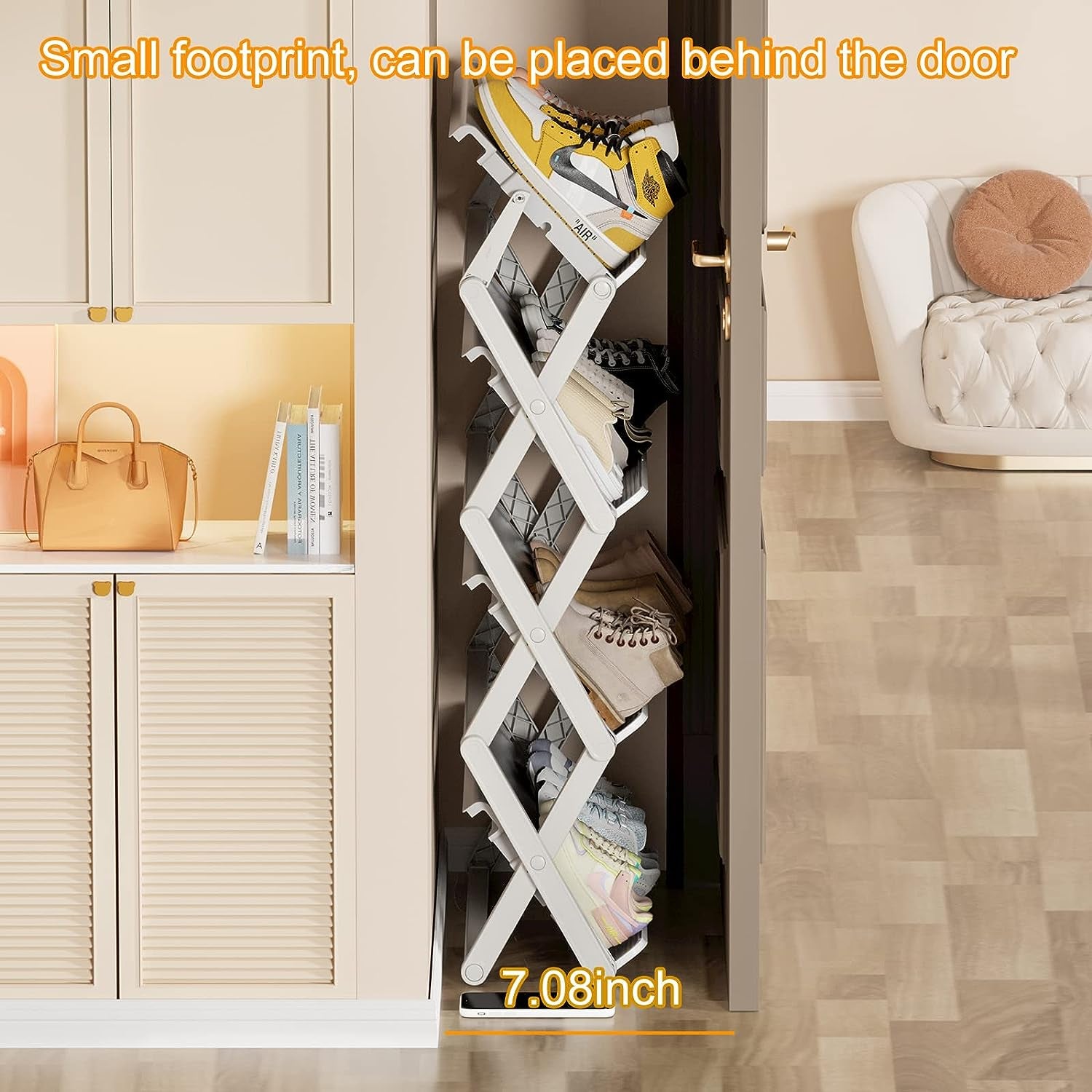 Shoe Rack, 4 Tier Shoe Storage Cabinet 12 Pair Plastic Shoe Shelves Organizer for Closet Hallway Bedroom Entryway Clear Plastic Foldable Sneaker Containers Bins Closet Organizer Shoe Organizer