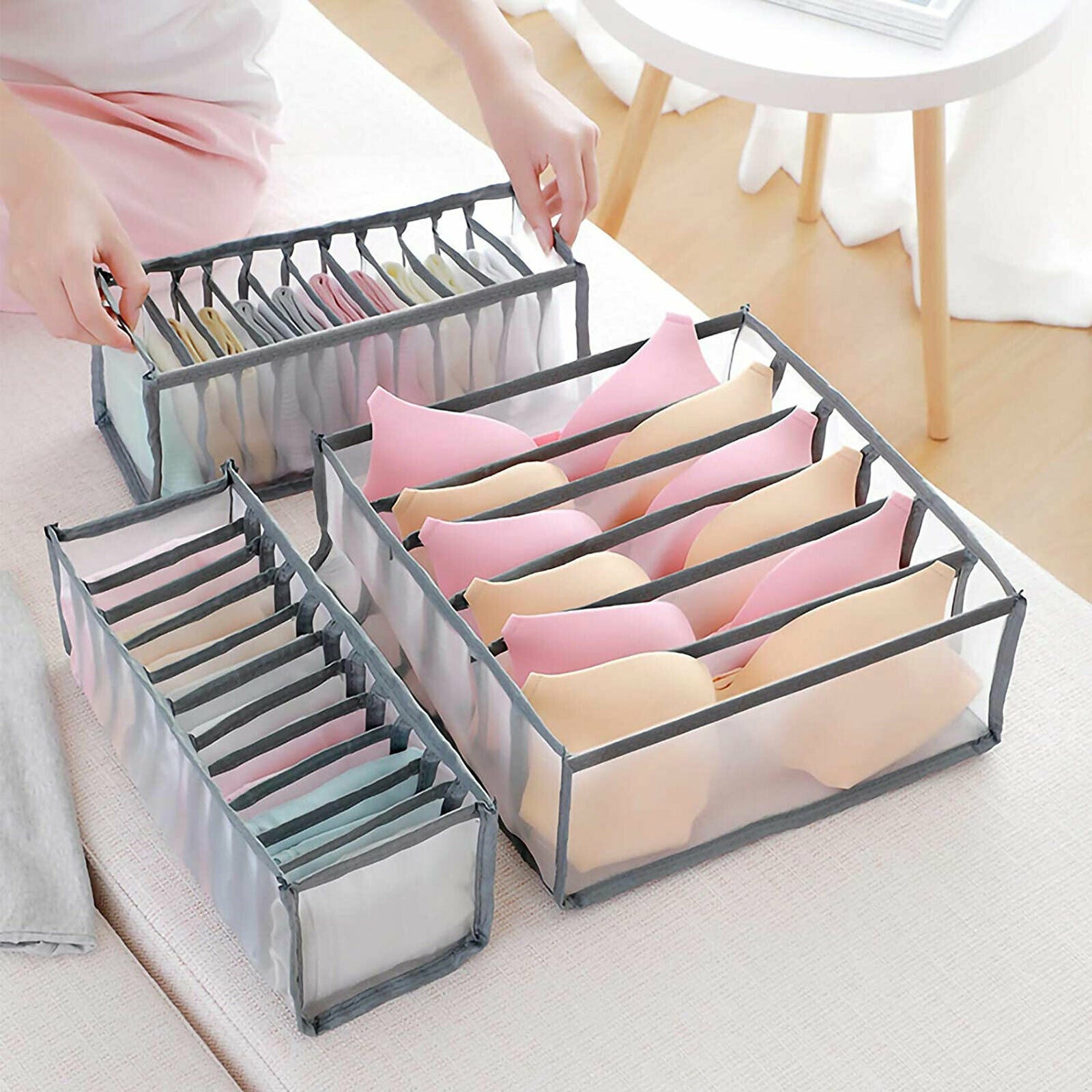 Multi Compartment Storage Box Organizer Fabric Wardrobe Folding Cabinet For  Clothes Socks Underwear Bra Sewing Tie Baby Drawers